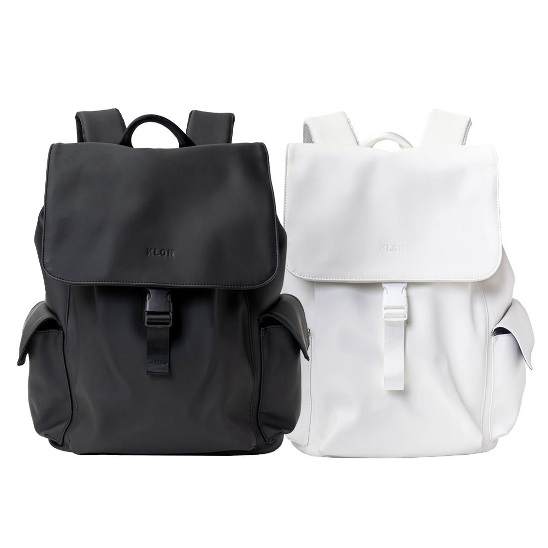 KLON MATTE COATED RUCK SACK-TRA (BLACK × WHITE)