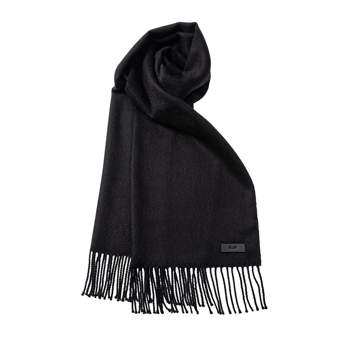 KLON MIMIC LEATHER TAG SCARF BLACK