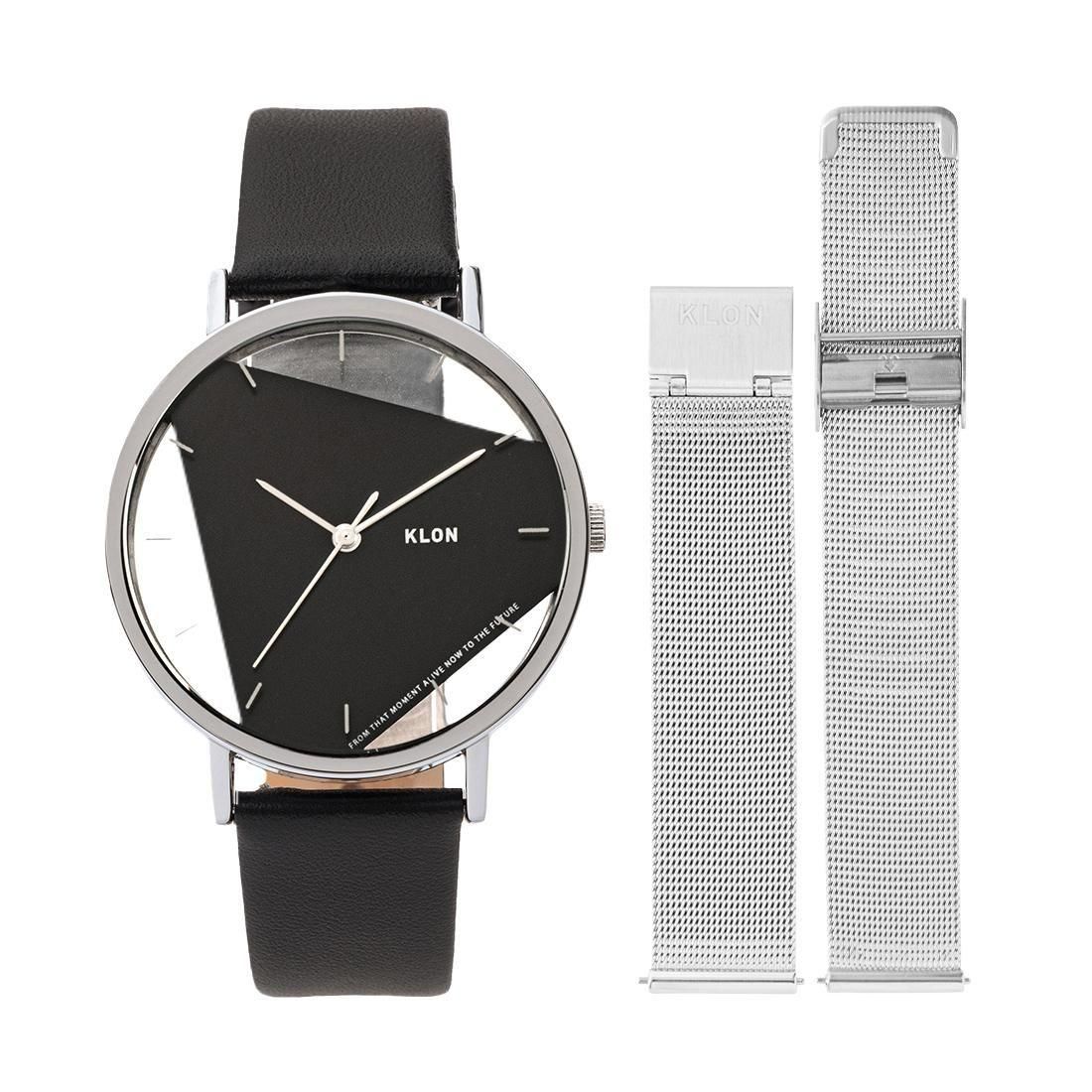 KLON INVISIBLE UNIVERSAL SHAPES [triangle] BLACK -SILVER MESH STRAP SET- 38mm