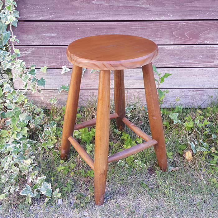 昭和レトロ 木製 スツール 丸椅子 - スツール
