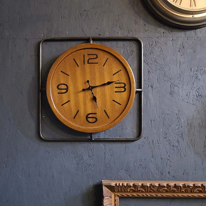 木製・インダストリアル風・ウォールクロック・壁掛け時計 | 旅する