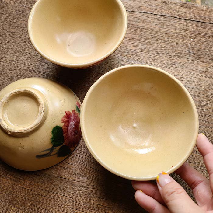 ベトナム・ソンベ焼・陶器・焼き物・花柄・茶碗・ボウル | 旅する 
