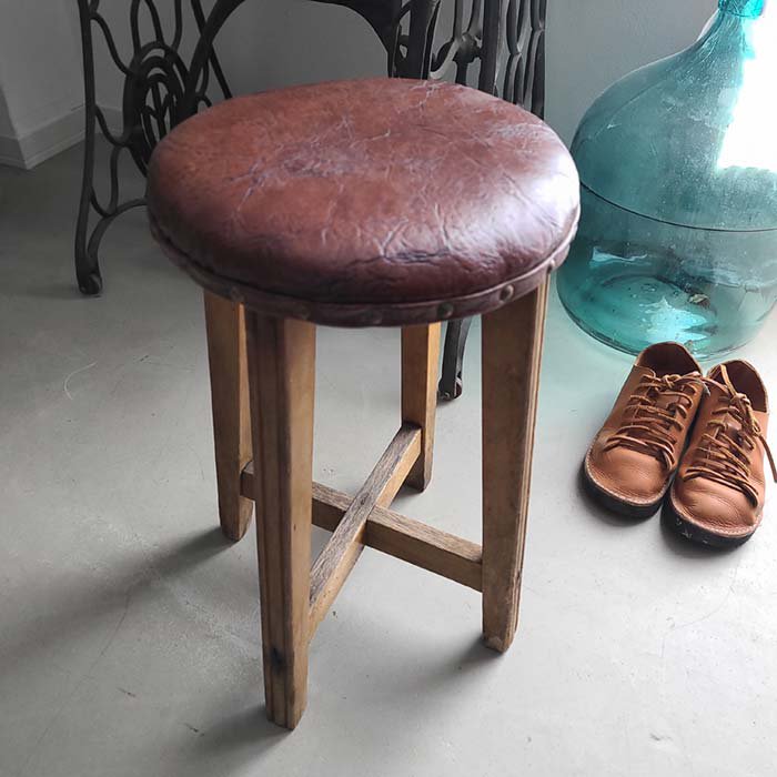 木製 スツール アンティーク 丸椅子 学校椅子 レトロ - アンティーク 
