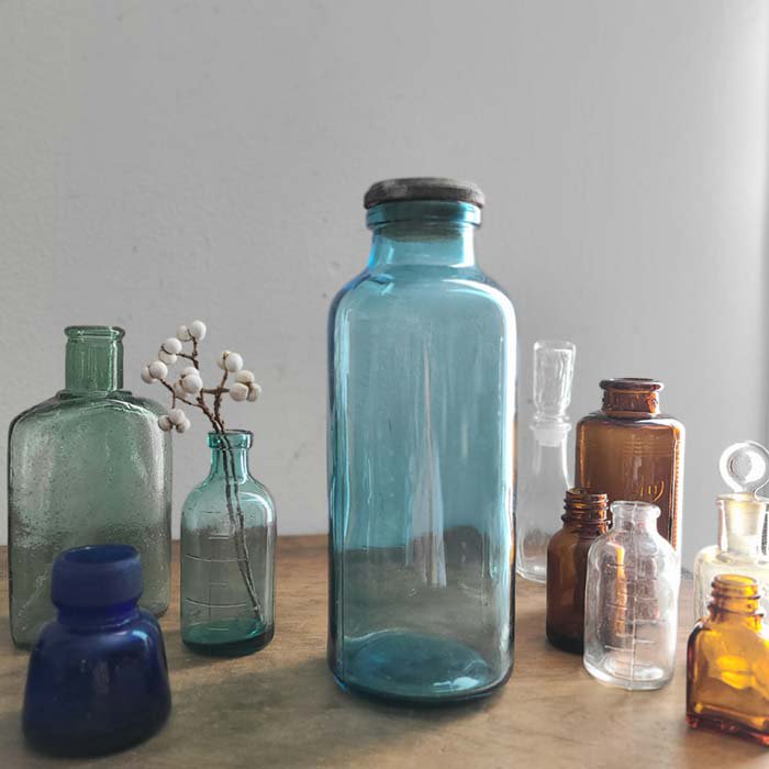 レトロガラス瓶 色ガラス - ガラス