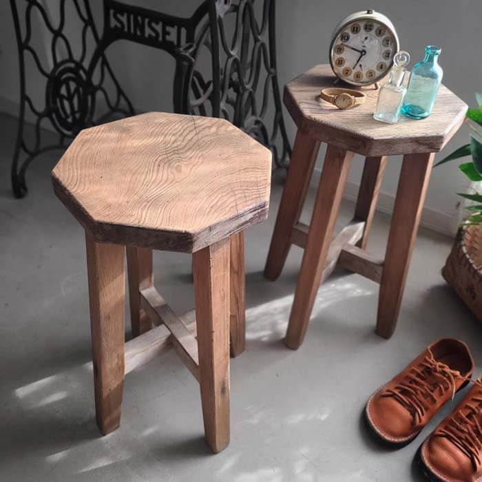 木製角スツール 椅子 チェア 花台 古家具 古道具 昭和レトロ 