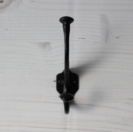 black hat and coat hooks