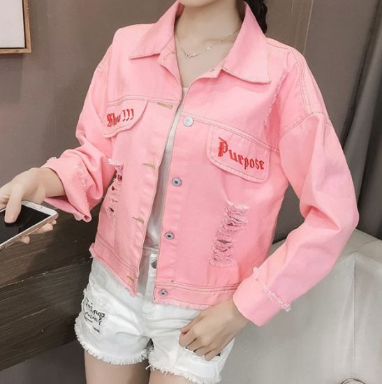 デニムジャケット ピンクが韓国ファッションの可愛い過ぎるgジャン 韓国 ワンピース ドレス 通販レディースmarron マロン