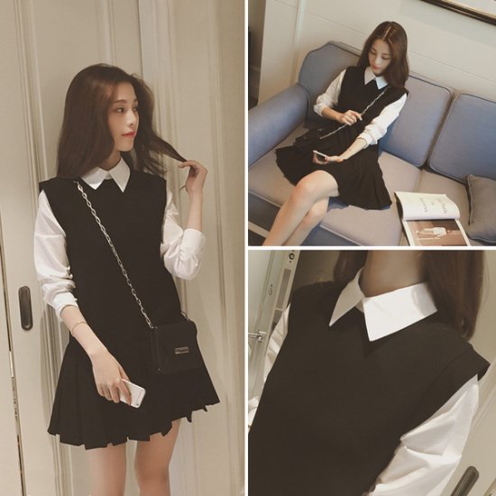 ワンピース 制服のような可愛いフェミニンガーリーワンピ 韓国 ワンピース ドレス 通販レディースmarron マロン