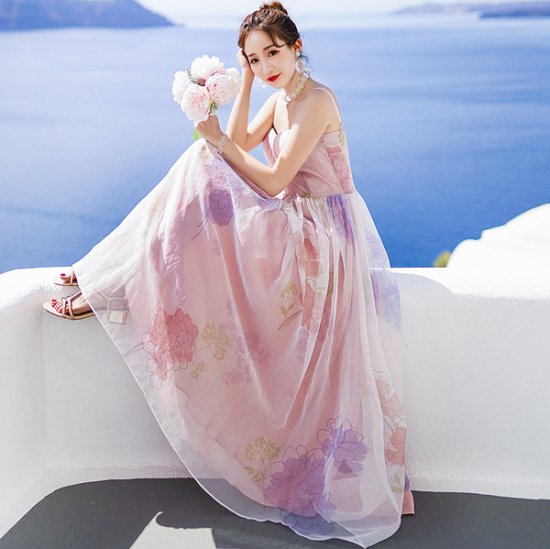 ワンピース 韓国ドレス 花柄可愛いキャミソールのお嬢様お姫様ワンピ 韓国 ワンピース ドレス 通販レディースmarron マロン