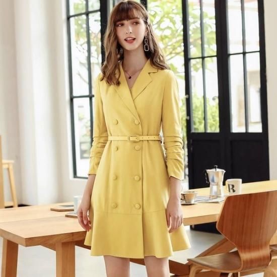 ワンピース 春カラーで上品に 可愛いアウターワンピース 韓国 ワンピース ドレス 通販レディースmarron マロン