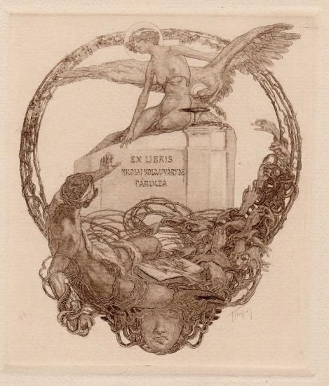 フランツ・フォン・バイロス蔵書票 ExLibris Nikolai Kolossvary de Parcucza y art