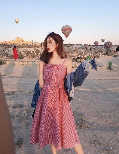 チェック ワンピース ギンガムチェック ワンピース 春 春服 レディース ワンピース フレアワンピース 膝丈 ウエストリボン Jm4034 ワンピ の里