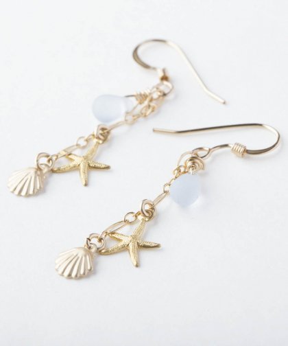 【LADIES】Lino by me Hawaii　Starfish・Shell Motif Pierced Earring