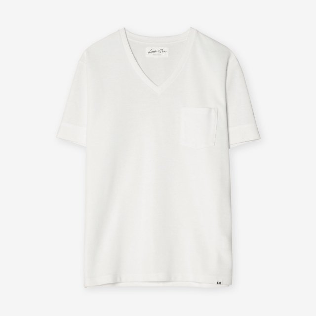 コットン＆シルク VネックTシャツ / ホワイト