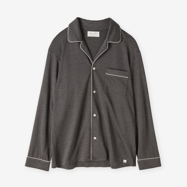 絹紡シルク パジャマシャツ / チャコールグレー