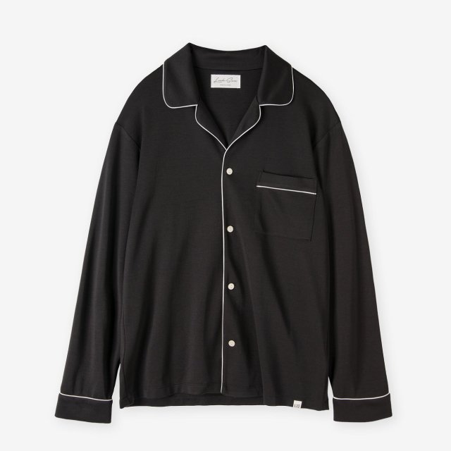 絹紡シルク パジャマシャツ / ブラック