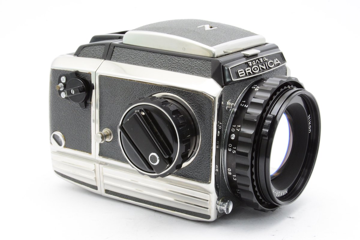 フィルムカメラ動作確認済み ゼンザブロニカ S2 前期型、遮光板、さらにフィルムバッグ付き