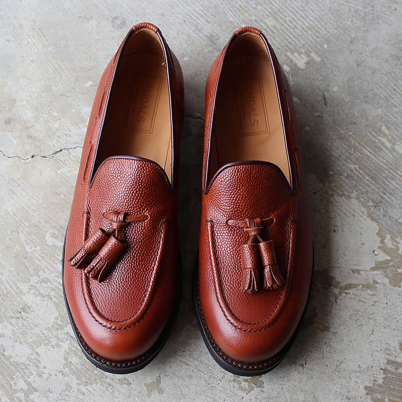 タッセルローファー ブラウン×赤 36（23cm） - 靴