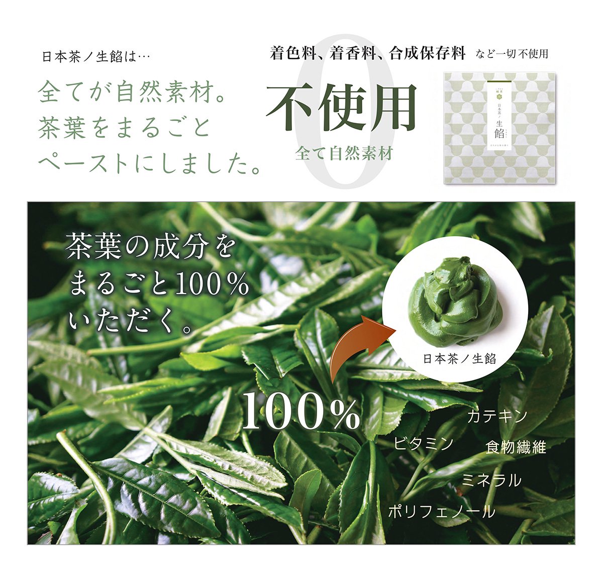 「お茶のペースト」日本茶ノ生餡の特徴、お茶の栄養をまるごと！おいしい日本茶研究所。