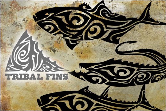 Tribal Fins フィッシングカッティングステッカー 小サイズ 幅150mm