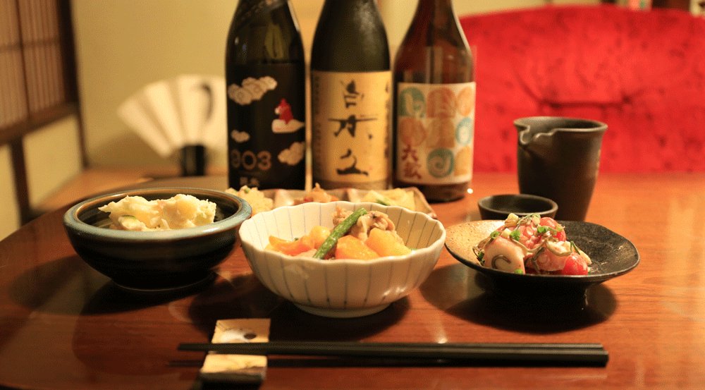 京の地酒と夜のお食事