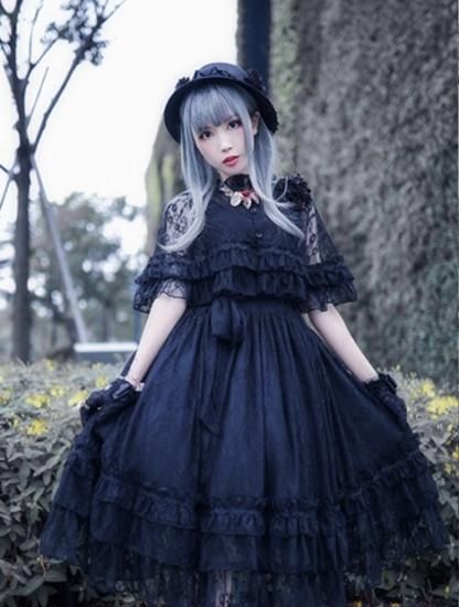 納期30日 受注生産 ロリータ Sweet Dreamer Vintage ブラック ノースリーブ ワンピース フォーマル 黒ロリ ゴスロリ ロリィタ ロリータファッション S M L ミモレ丈 ロリータゴスロリ専門通販ショップluxury ラグジュアリー 安い価格で可愛いロリータワンピースを