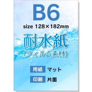 【耐水紙（フィルム素材）：片面印刷】B6チラシ印刷（用紙：マット）