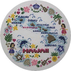 ハワイ満載クロスステッチ図案 刺しゅうデザイナー鈴木祥子のかわいい切手やハワイアンのクロスステッチ等を販売中