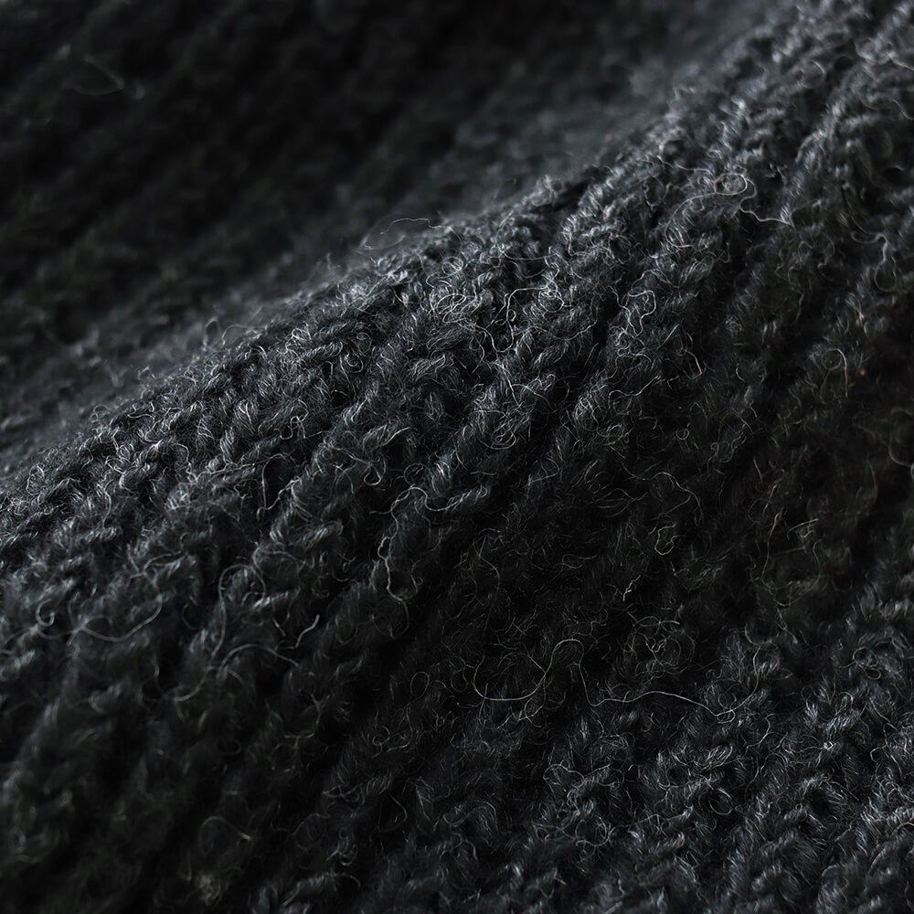 羊毛100% 手編みウールニット 片畦ハイネックセーター