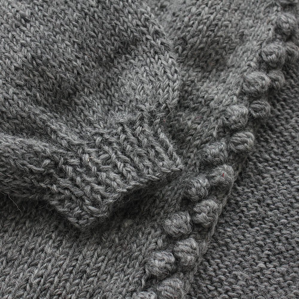天然ウール100％ パプコーン編み羽織カーディガン