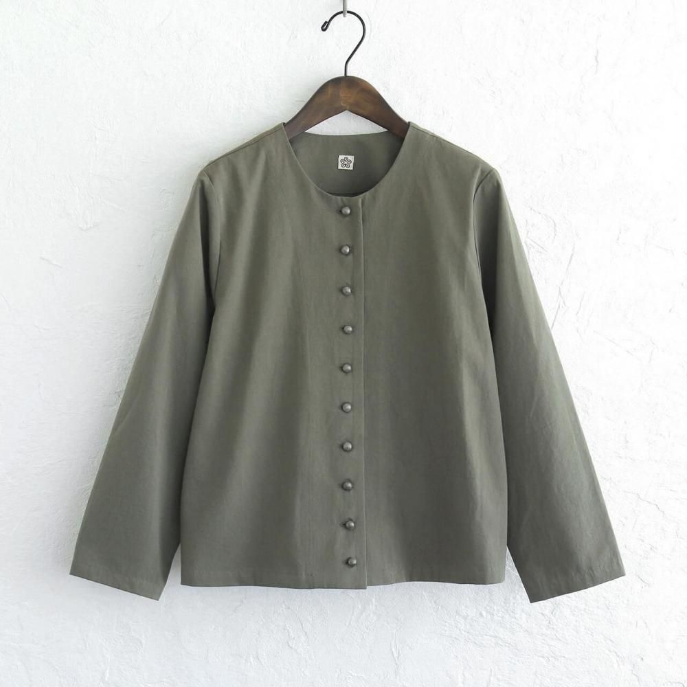 東炊きコットンツイル ノーカラージャケット