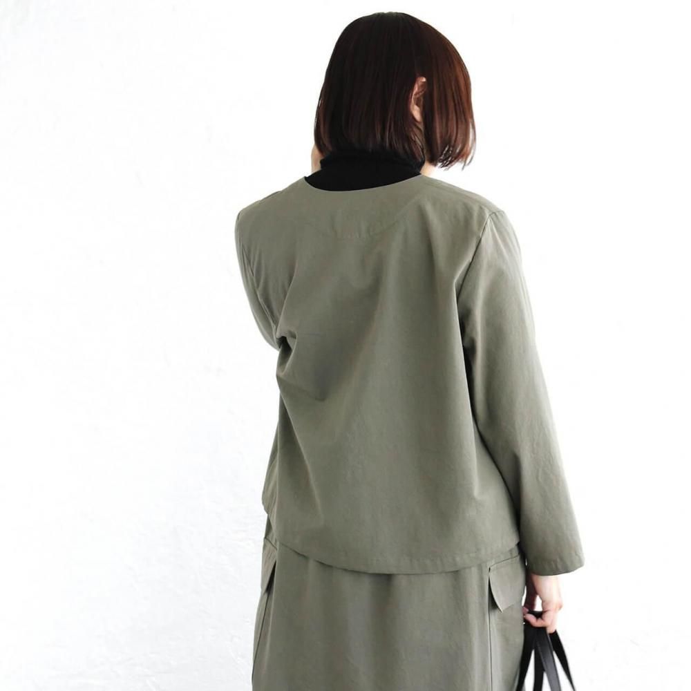 東炊きコットンツイル ノーカラージャケット
