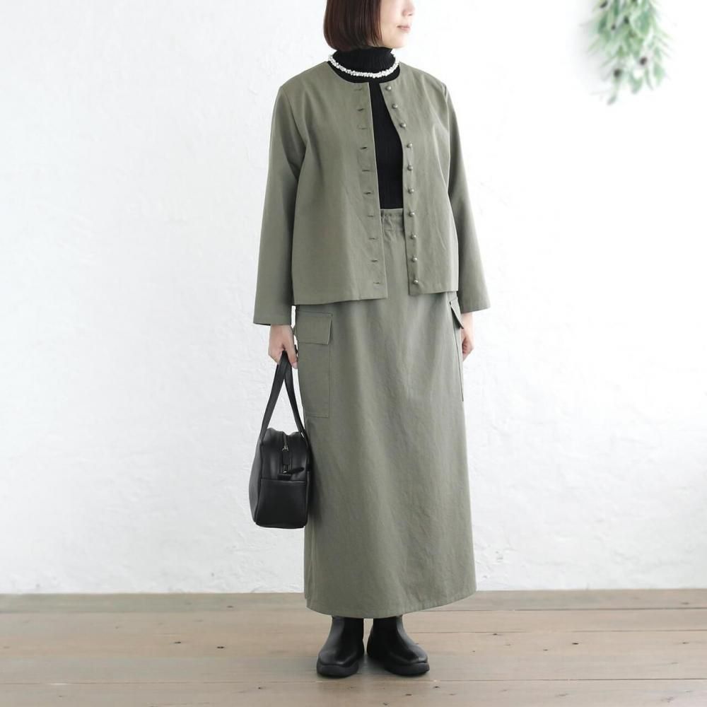 東炊きコットンツイル ノーカラージャケット