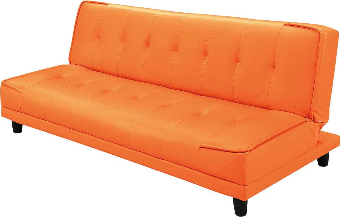 オレンジ色のソファベッドの画像