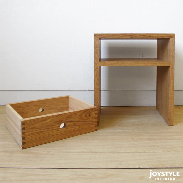 ナイトテーブル サイドテーブル 国産 日本製 ナラ材 ナラ無垢材 天然木 木製テーブル シンプルで使いやすい CORK-ST+ 引き出し付き -  JOYSTYLE interior 本店