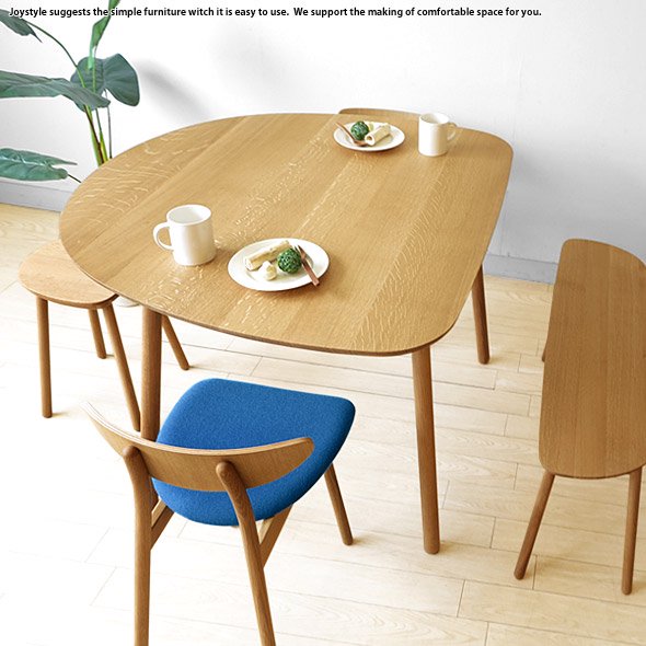 ダイニングテーブル 受注生産商品 幅89cm 111cm 133cmの3サイズ ナラ材 ナラ無垢材 半楕円形状のかわいらしい  カウンターテーブルとしても使用できます - JOYSTYLE interior 本店