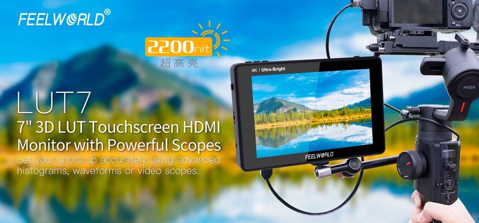 0円 安い FEELWORLD LUT7 7インチ フィールドモニター 超高輝度 2200nit カメラビデオ モニター タッチスクリーン 3D LUT 4K HDMI 入力 出力