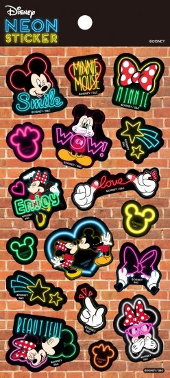 Disney 蛍光色 ネオンカラーステッカー ディズニー ミッキーミニー Sc Sticker