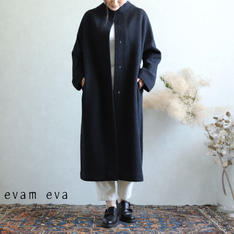 evam eva(エヴァム エヴァ)【2019aw新作】 プレスウールロングコート