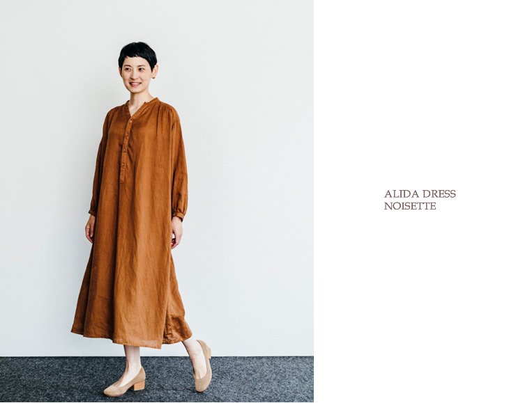 fog linen work(フォグリネンワーク)【2019年秋冬新作】アリダワンピース ノアゼット / ALIDA DRESS NOISETTES  リトアニア リネン LWA142-180 - lizm