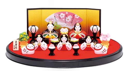 お雛さま 雛人形 錦彩 花かざり雛 平飾り 花楽堂 Karakudo