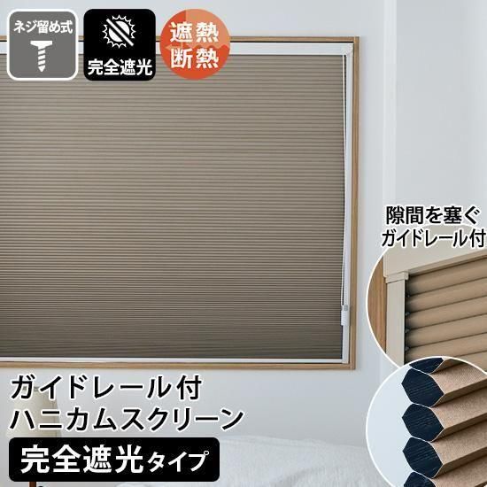 完全遮光ハニカムガイドレール付き