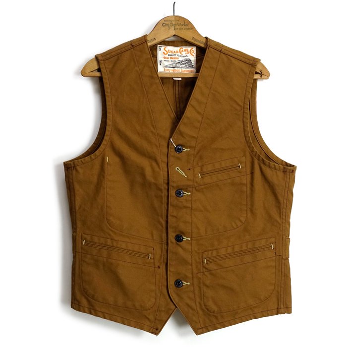 シュガーケーン SUGARCANE [SC14375] 13oz.ブラウンダック ワークベスト BROWN DUCK WORK VEST