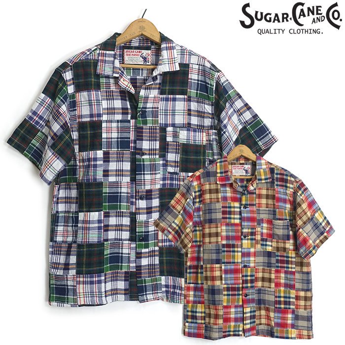 シュガーケーン SUGAR CANE [SC39290] 半袖 インド マドラスチェック パッチワークシャツ INDIA MADRAS CHECK  S/S SHIRT 日本製