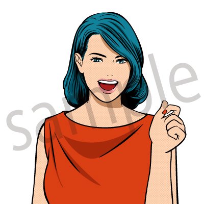 笑顔の女性 イラスト アメコミ スマイル 笑顔 笑う 人物専門 素材 ストックイラスト クイックイラストレーション