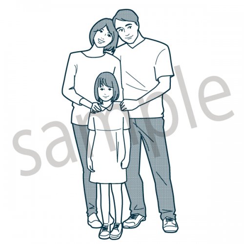 ３人家族 イラスト 親子 家族 夫婦 娘 子供 人物専門 素材 ストックイラスト クイックイラストレーション