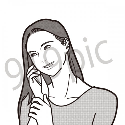 電話をかける女性 イラスト 女性 長電話 スマホ 携帯電話 人物専門 素材 ストックイラスト クイックイラストレーション
