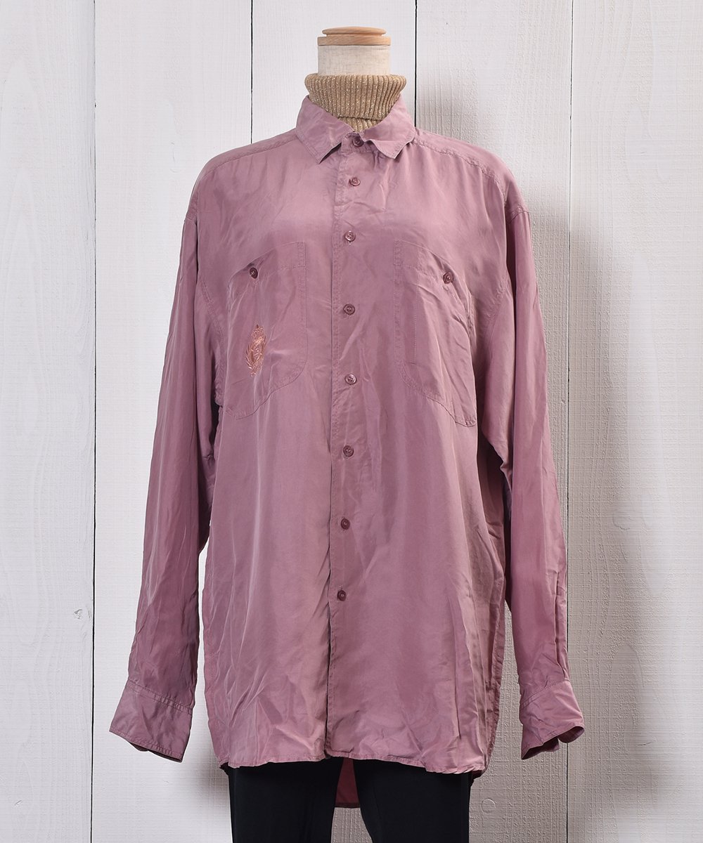Pink Big Silhouette Silk Shirt ピンク系 ビッグシルエット シルクシャツ 古着のネット通販サイト 古着屋グレープフルーツムーン Grapefruitmoon Onlineshop ヴィンテージアイテム レトロファッション