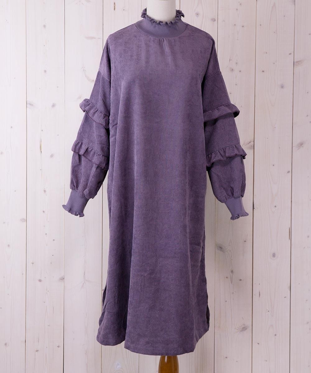 2 Color Available Elcamino Corduroy Long Sleeve Frill One Piece コーデュロイ ロングスリーブワンピース パープル 古着のネット通販サイト 古着屋グレープフルーツムーン Grapefruitmoon Onlineshop ヴィンテージアイテム レトロファッション