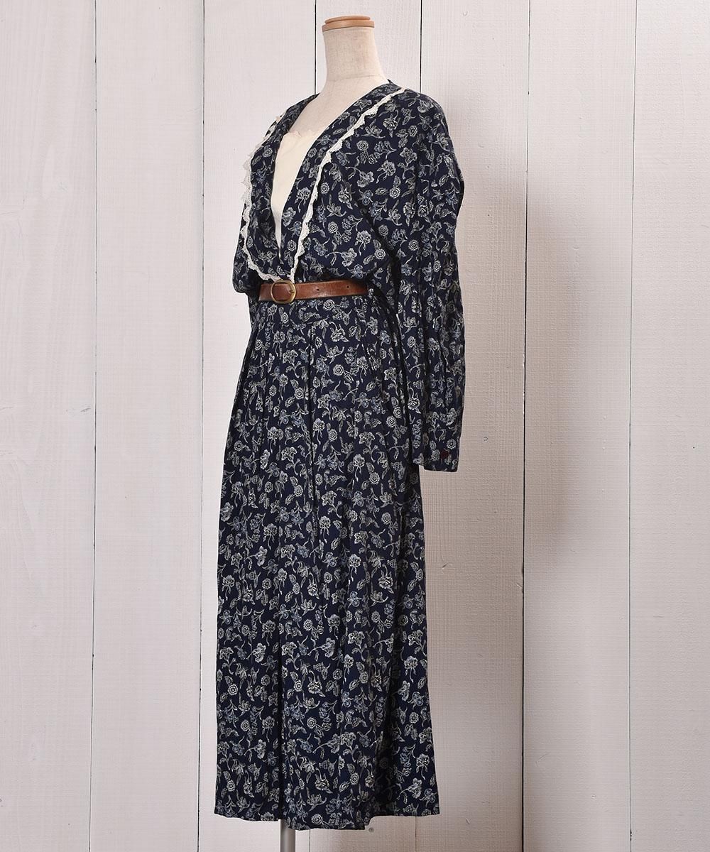 アメリカ製 セーラー襟 小花柄 ワンピース Made In Usa Sailor Collar One Piece Flower Pattern 古着のネット通販サイト 古着屋グレープフルーツムーン Grapefruitmoon Onlineshop ヴィンテージアイテム レトロファッション